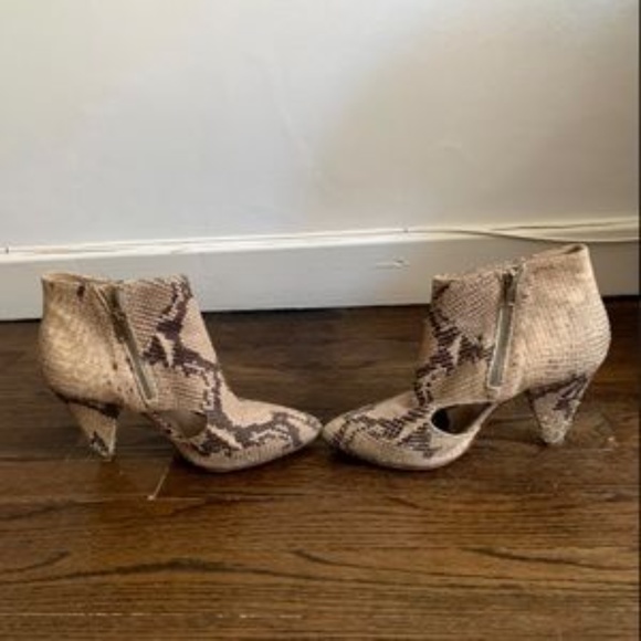 Loeffler Randal Nude Snakeskin Ankle Booties - Picture 2 of 5